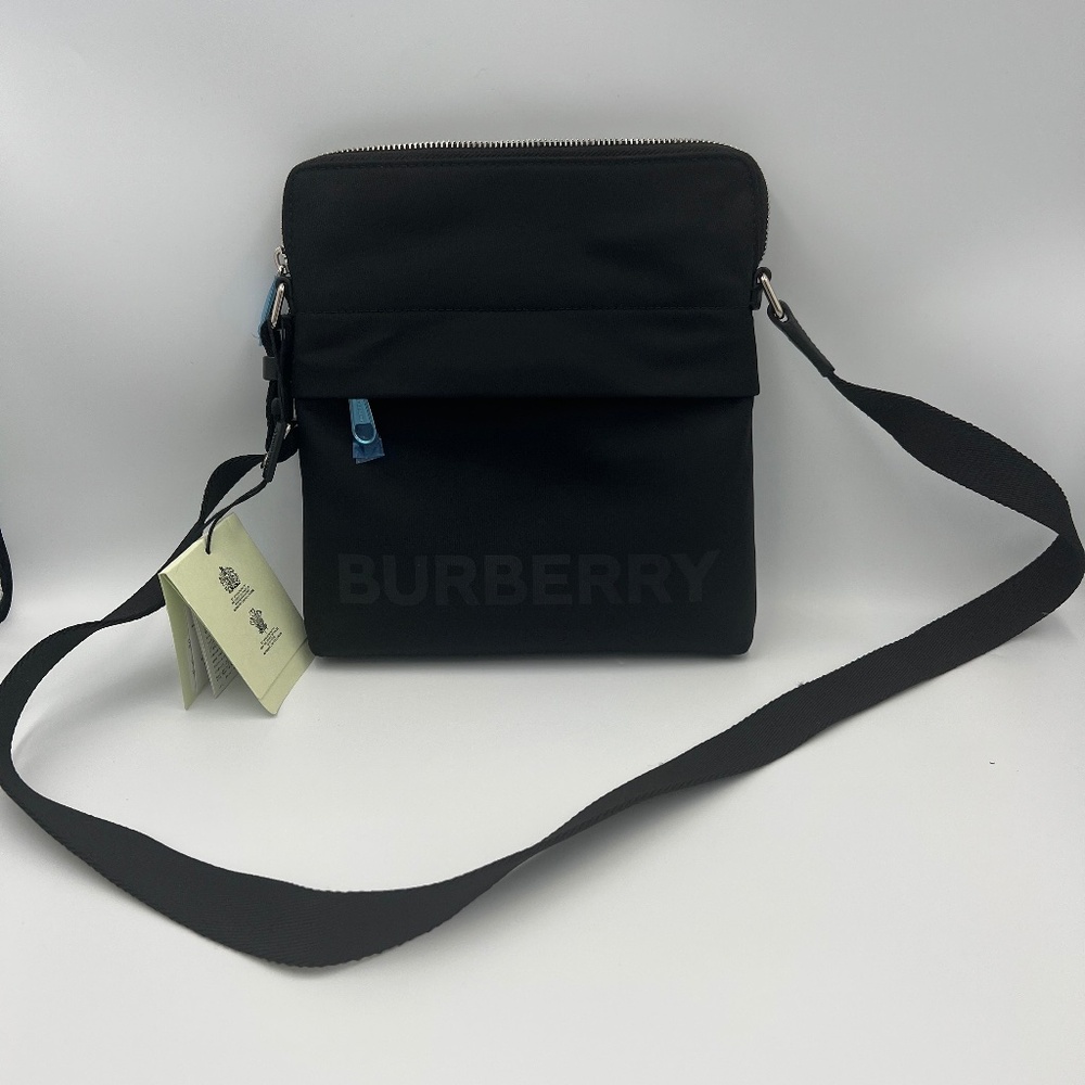 NWT BLACK BURBERRY NYLON LOGO NEO CROSSBODY BAG